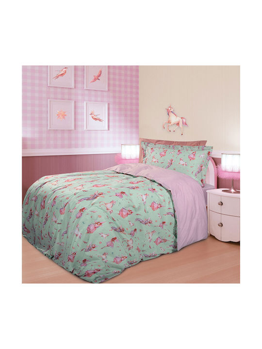 Greenwich Polo Club 8815 Set Kids Duvet Cover Single with Pillowcase Cotton Mint/Pink 160x240cm