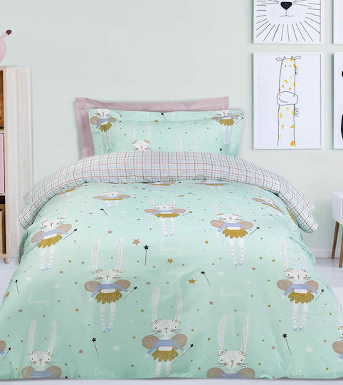 Das Home 4841 Set Kinderbettbezug Einzel mit Kissenbezug Lilac/Mint 160x240cm