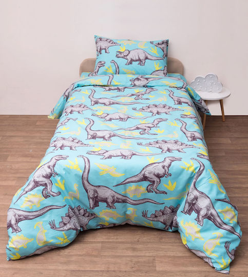 Viopros Rex Set Kids Duvet Cover Single with Pillowcase Cotton Turquoise 160x240cm