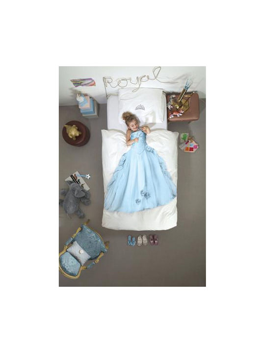 Snurk Princess Set Kids Duvet Cover Single with Pillowcase Blue 140x200cm