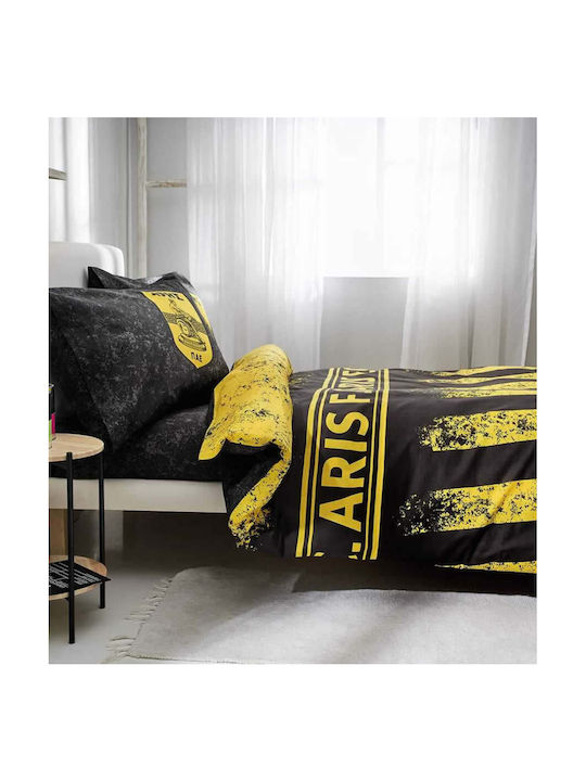 Vesta Home Set Kids Duvet Cover Single with Pillowcase Cotton Satin Black 170x260cm