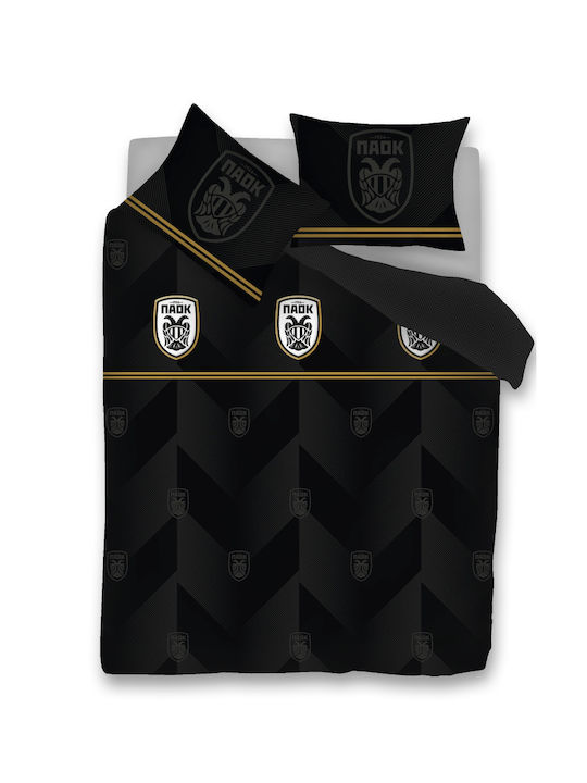 Vesta Home Paok Set Kids Duvet Cover Single with Pillowcase Cotton White-Black 170x240cm