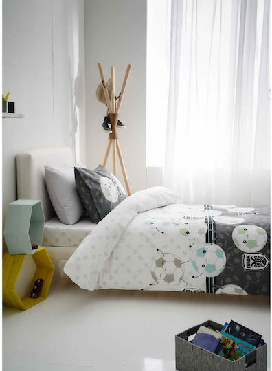 Vesta Home Paok Set Kinderbettbezug Einzel mit Kissenbezug Baumwolle White-Black 170x240cm