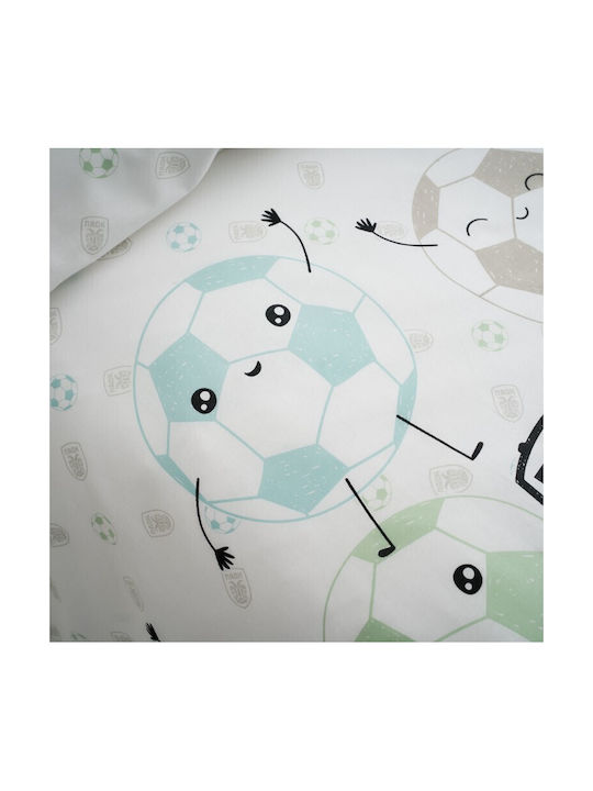 Vesta Home Paok Set Kids Duvet Cover Single with Pillowcase Cotton White-Black 170x240cm