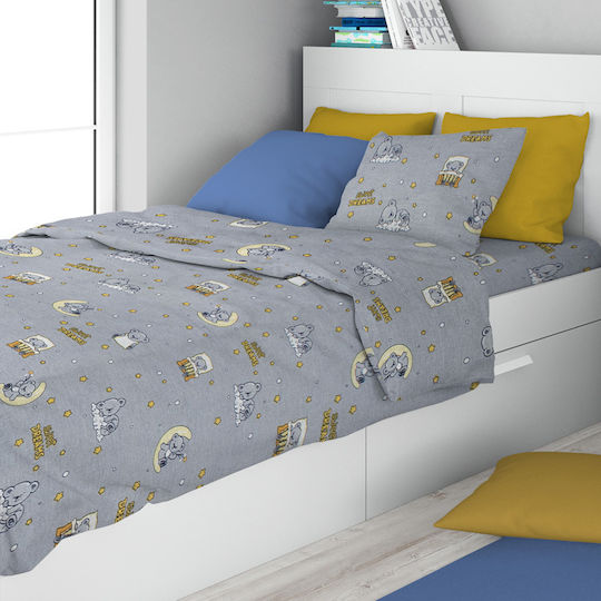 Dimcol Kinderbettbezug Einzel Baumwolle Grey 160x240cm