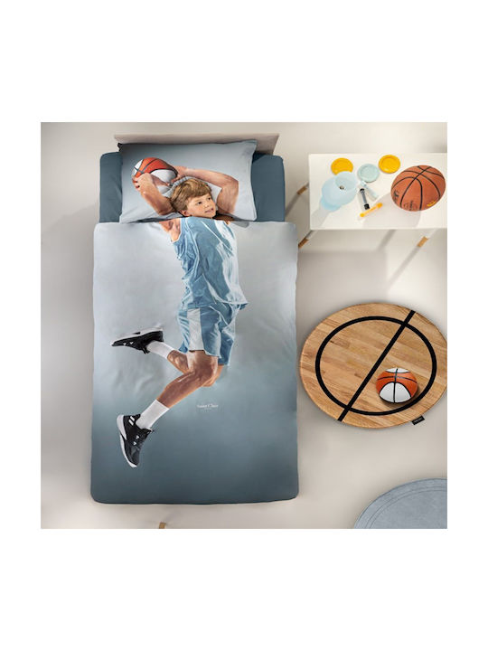 Saint Clair Hoop Suede Set Kids Duvet Cover Single with Pillowcase Cotton Gray 160x225cm