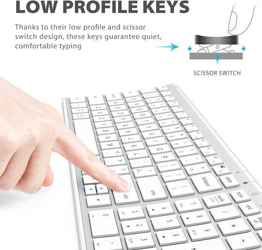 iClever IC-GK03 Kabellos Tastatur & Maus Set Englisch US Silber