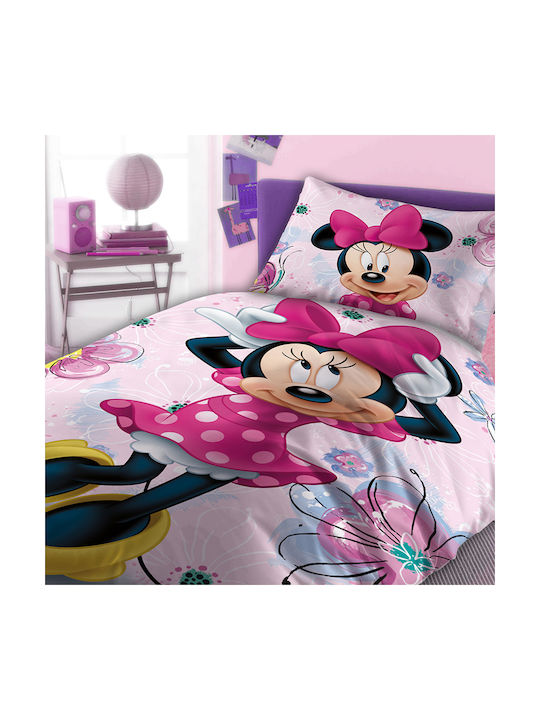 Dimcol Set Kinderbettbezug Übergröße Baumwolle Pink 240x160cm