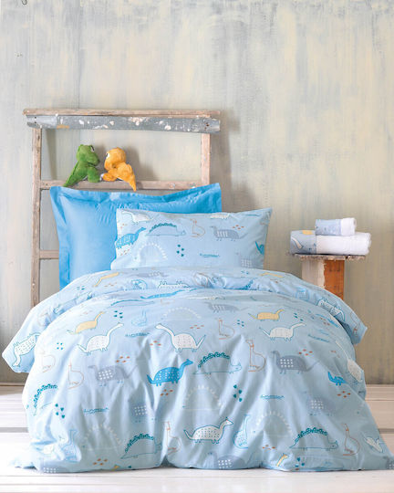 Rythmos Stomp Set Kids Duvet Cover Single with Pillowcase Cotton Light Blue 160x250cm