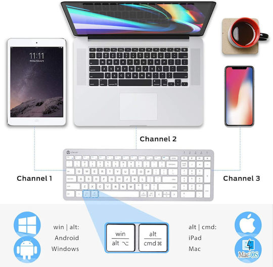 iClever BKA26S Kabellos Bluetooth Nur Tastatur Englisch US Fast Charging
