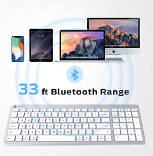 iClever BKA26S Kabellos Bluetooth Nur Tastatur Englisch US Fast Charging