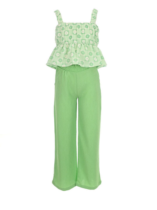 Kids' Set with Pants Summer 2pcs Green Blouse