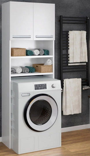 Mega Bazaar Badezimmerschrank Waschmaschine 64x25x190cm Weiß