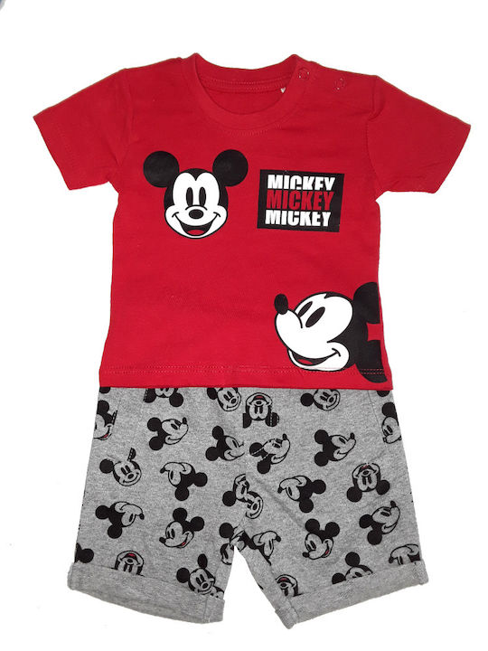 Kids' Set with Shorts Summer 2pcs Red Mickey Mouse