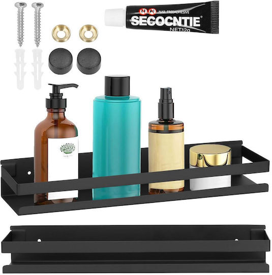 An der Wand montiert Badezimmerregal Metallisch 40x10x6cm Schwarz