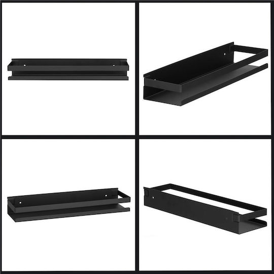 An der Wand montiert Badezimmerregal Metallisch 40x10x6cm Schwarz