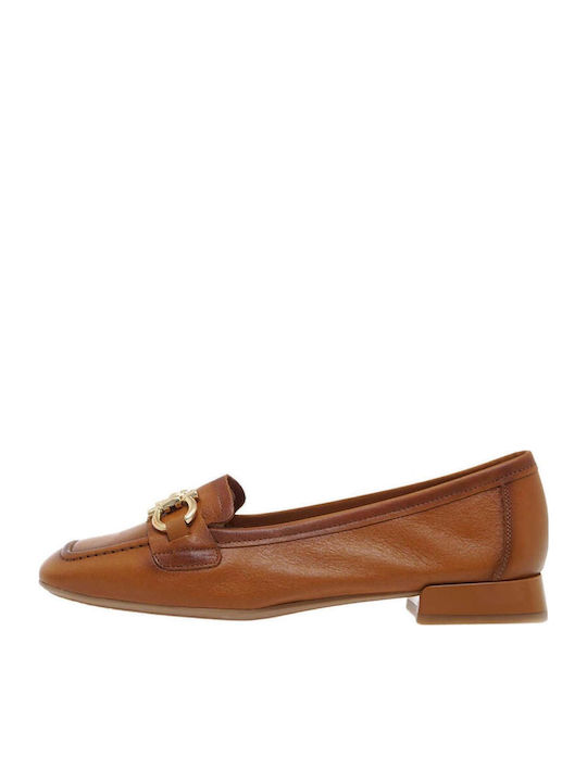 Leather Women's Moccasins in Tabac Brown Color