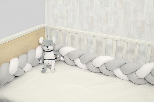 Baby Oliver Crib Bumpers Braided Inside White-grey 20x200cm