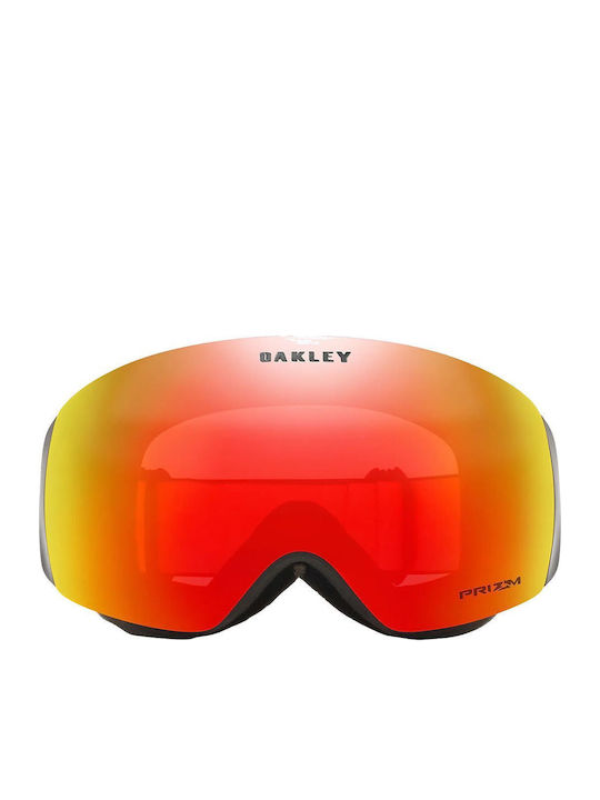 Oakley Flight Deck XM Prizm Mască de Schi și Snowboard pentru Adulți, Neagră, cu Lentilă Oglindă Roșie