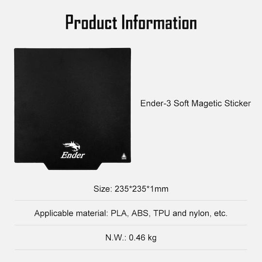 Creality Suprafața de Imprimare Magnetică 235 X 235 Mm Platformă Pentru Imprimantă 3D Ender 3 Ender 3 Pro Ender 3 V2 Ender 5 Cr20 Cr20 Pro