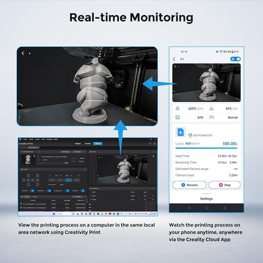 3d Printer Camera K1/k1 Max Ai Detection 1080p Hd Timelapse Live View Easy Installation Black