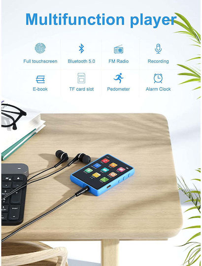 32 Gb MP3 Player Bluetooth 5.0 Ecran Tactil 2.4 Inch Difuzor Sunet Hifi Radio Fm Portabil Acceptă Card Până La 128 Gb Albastru
