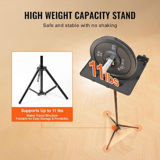 Suport pentru Proiector Poziționare Pardoseală Înălțime Reglabilă 68 160 Cm Suport pentru Telefon cu Braț Flexibil Unghi Reglabil 180° Design Pliabil și Portabil Capacitate 5 Kg pentru Proiector Tablet Mixer Laptop Partitură Negru