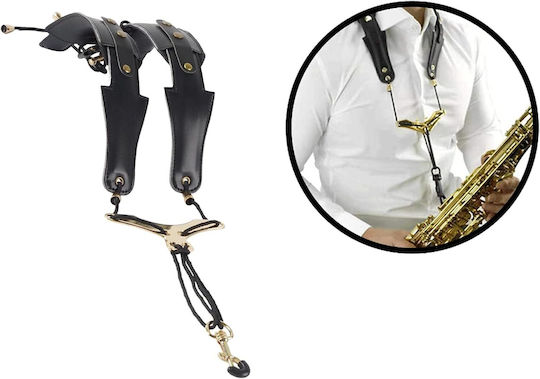 Curea De Gât Pentru Saxofon Din Piele Reglabilă Suport 25cm 55cm Umeri Gât Cu Umăr Padded Gât Unisex Negru