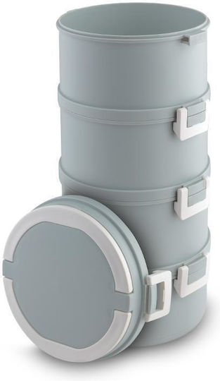 Lamart Set Plastic Lunch Boxes Grey with Compartments 13x13cm 4 Pieces