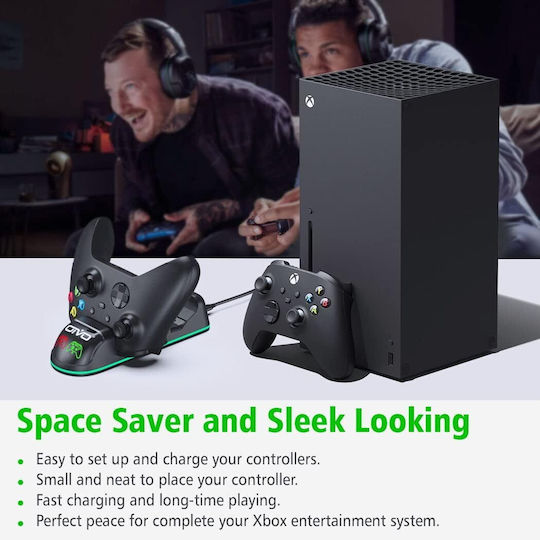 Set Stație De Încărcare Duală 2 Baterii 1300 Mah Compatibil Xbox One Xbox Series X S Controlere Cu Iluminare Led Negru