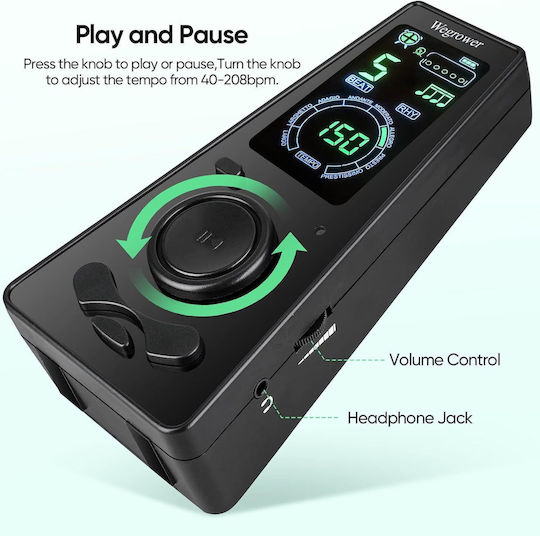 Digital Metronom Timer Sprach Klang Zählung Ein-Tasten-Bedienung LCD Anzeige Elektronische Lautstärkeregelung Klavier Gitarre Schlagzeug Violine