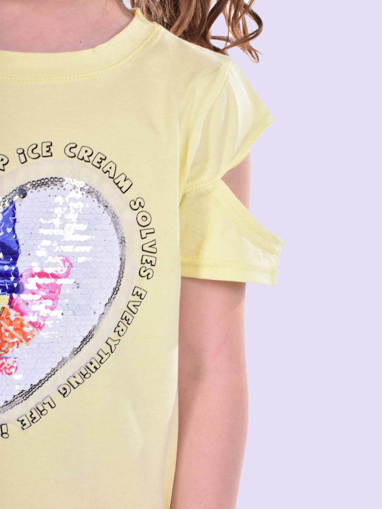 Kids' Set with Shorts Summer 2pcs Yellow Ice Cream