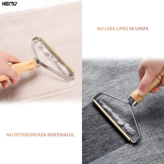 Set 2 Nextly Lint Pet Hair Cleaning Brushes Reusable Ergonomic Wooden Handle Copper Blade
