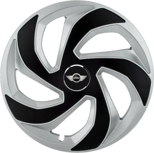 Car Hubcap Set with Mini Cooper Emblem 16" 4pcs Gray