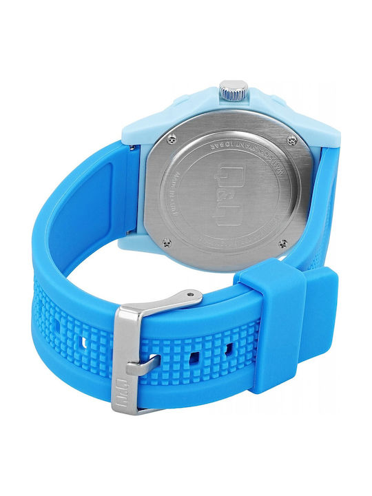 Q&Q Men's Watch Battery with Blue Rubber Strap