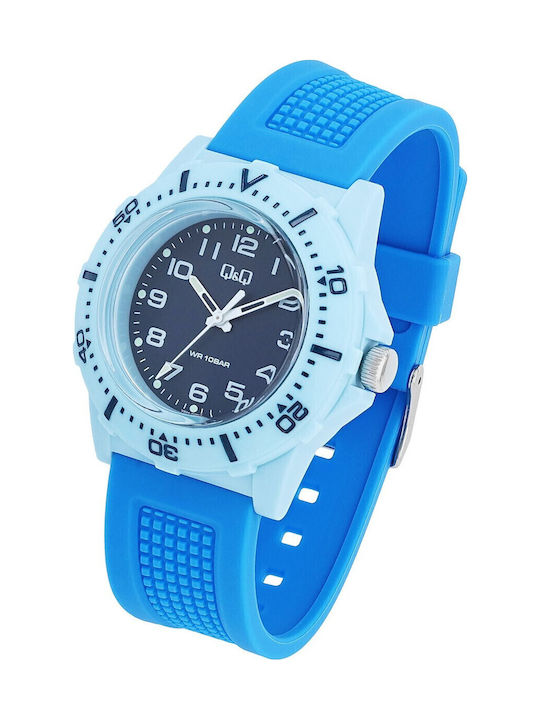 Q&Q Men's Watch Battery with Blue Rubber Strap