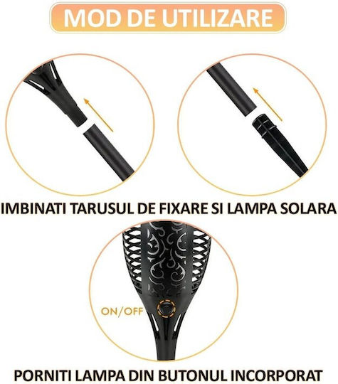 Set 6 Lămpi Solare de Grădină Torțe cu Senzor de Mișcare și Fotocelulă
