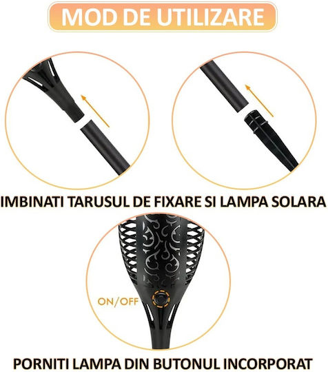Set of 6 Stake Solar Lights Torches Warm White with Motion Sensor and Photocell