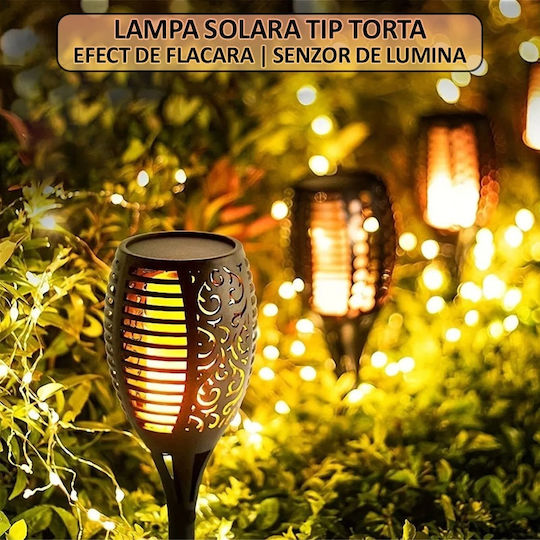 Spiked Lampă Solară Torță Alb Cald cu Senzor de Mișcare și Fotocelulă