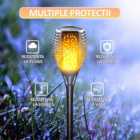 Set of 2 Stake Solar Lights Torches Warm White with Motion Sensor and Photocell