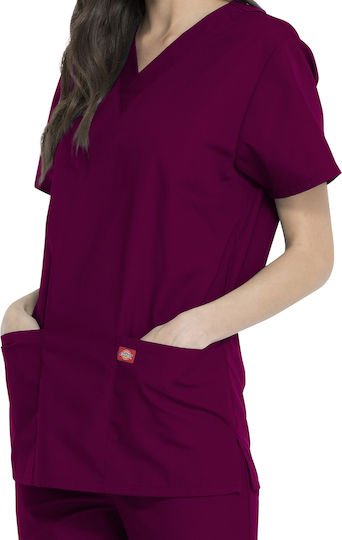 Dickies Unisex Burgundy Pants & Blouse Set Cotton and Polyester