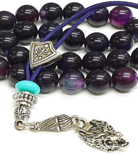 Roloi Komboloi Agate Worry Beads Purple 25cm