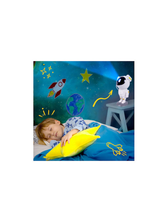 MalPlay Led Περιστρεφόμενο Παιδικό Φωτιστικό Projector με Προβολή Αστεριών