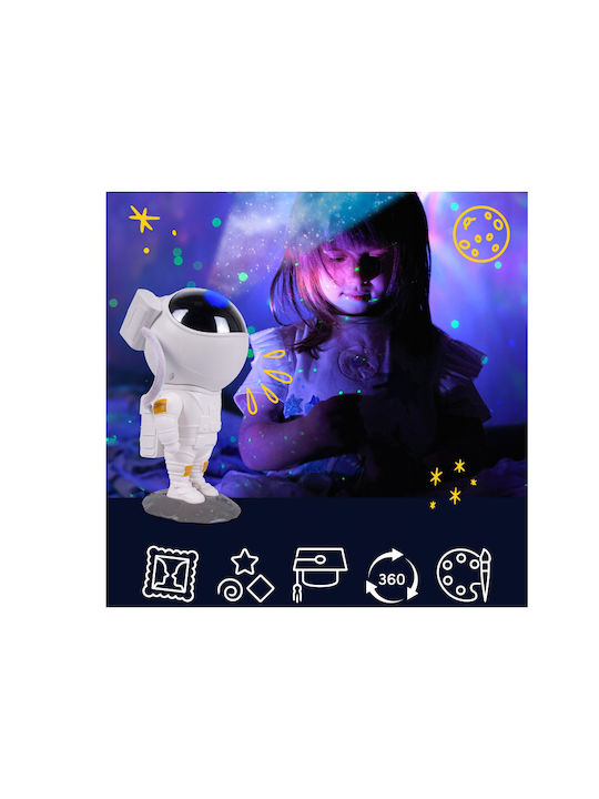 MalPlay Led Περιστρεφόμενο Παιδικό Φωτιστικό Projector με Προβολή Αστεριών