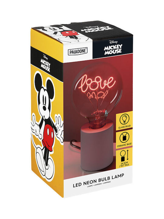 Paladone Kids Decorative Lamp Neon Bulb Mickey Mouse Love Red 13x13x18cm