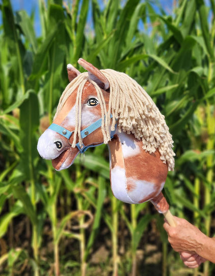 Hobby Horse Large Premium Stick Horse Spotted Tobiano Beige Mane A3