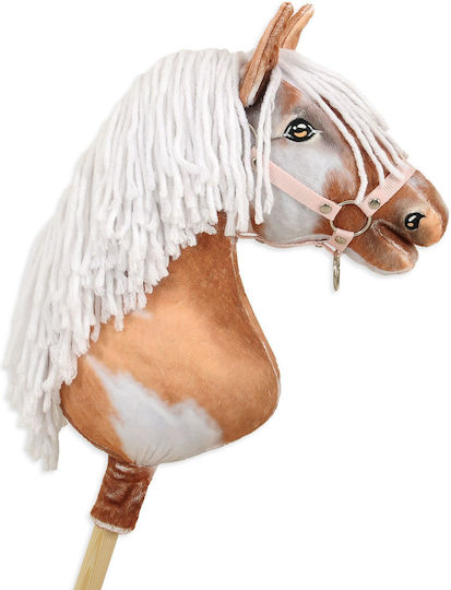 Голяма Премиум Пръчка Кон Hobby Horse На Петна Тобиано С Бяла Грива A3