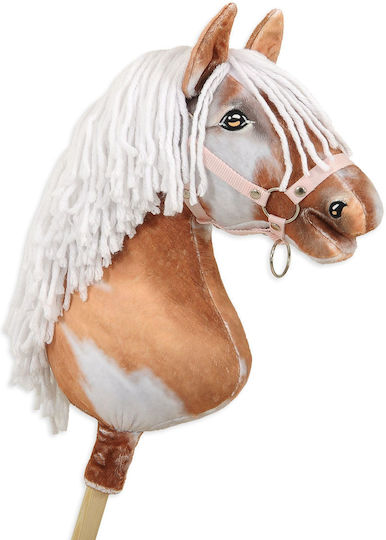 Голяма Премиум Пръчка Кон Hobby Horse На Петна Тобиано С Бяла Грива A3