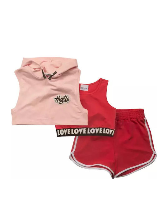 Kids' Set with Shorts Summer 3pcs Coral
