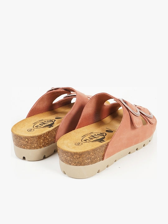 Leather Women's Flat Sandals Anatomic in Pink Color